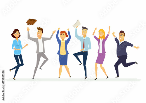 Happy business colleagues - modern cartoon people characters isolated illustration