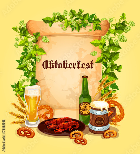 Vector beer poster for Oktoberfest German festival
