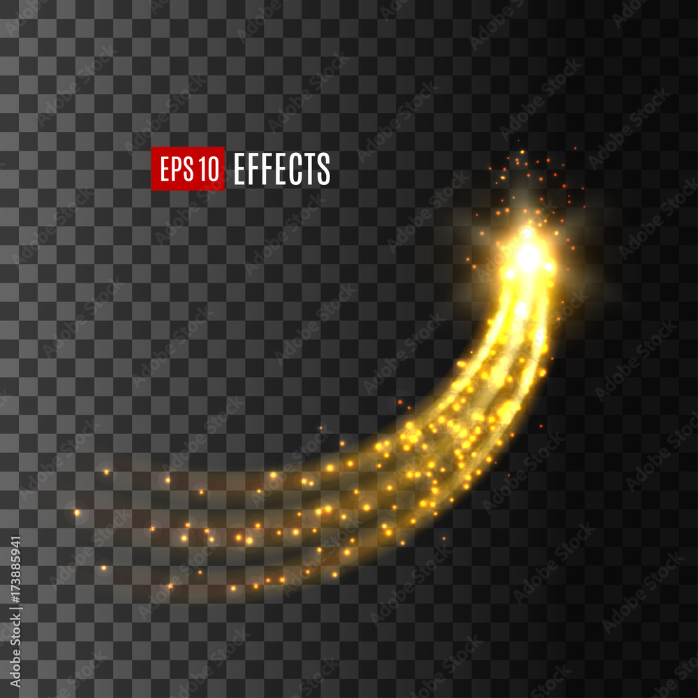 Light effect star comet glitter trail vector icon