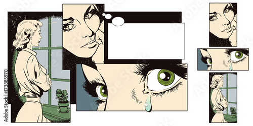 Upset girl. Bad news. Stock illustration.