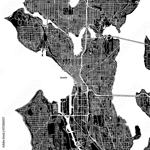 Seattle, Washington. Downtown vector map.