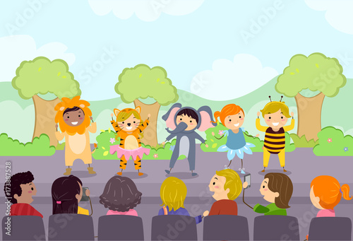 Stickman Kids Stage School Play Parents