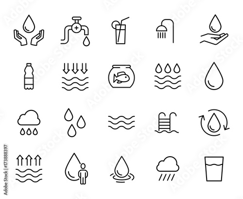 Premium set of water line icons.