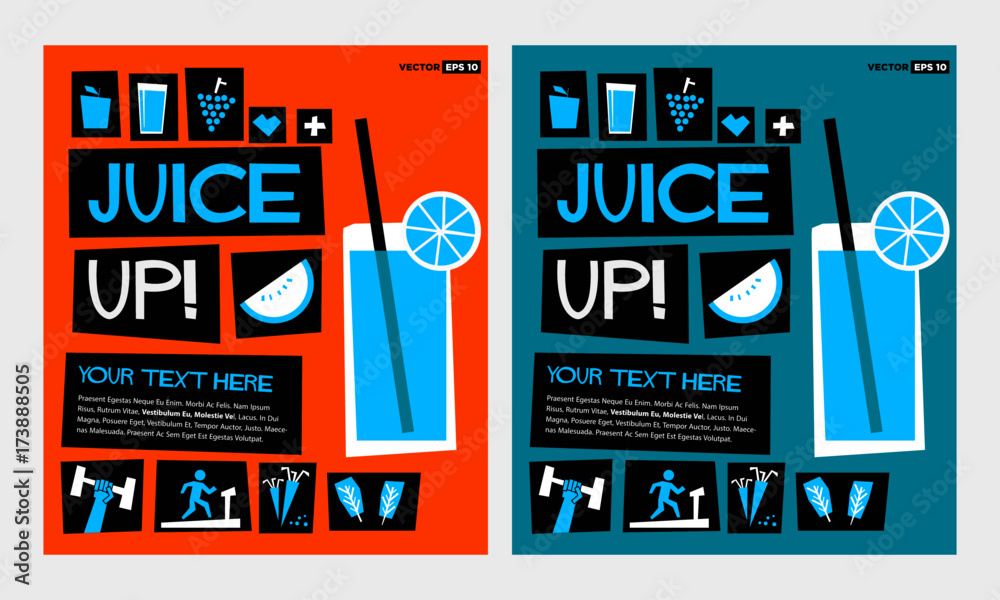 Juice Up! (Flat Style Vector Illustration Health Diet Poster Design)