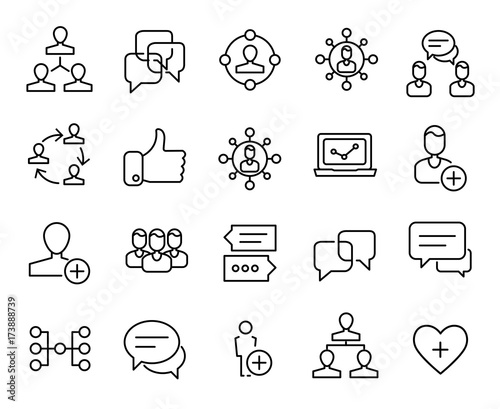 Premium set of social network line icons.