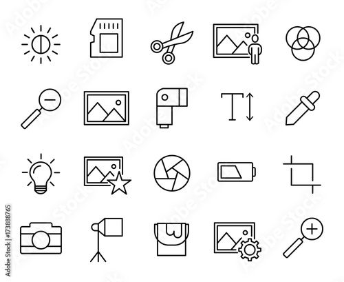 Premium set of photography line icons.