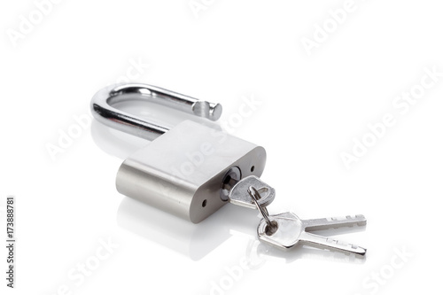 silver padlock isolated on the white background © fotofabrika