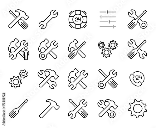 Premium set of setting line icons.