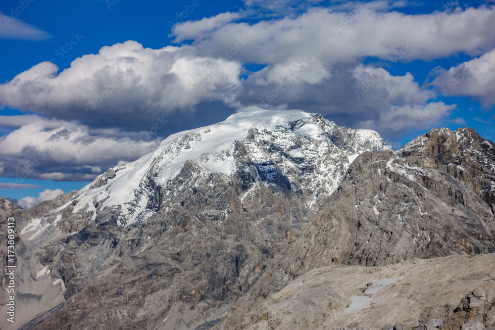 Rock mountains with snow