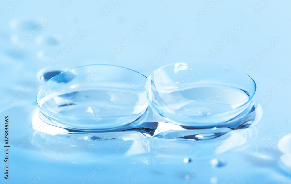 Contact lenses with water drops Contact lenses with water drops