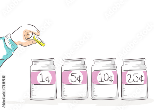 Hand Kid Coin Sorting Illustration