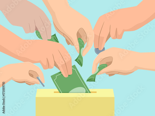 Hands Donation Box Illustration