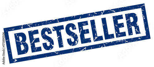 square grunge blue bestseller stamp
