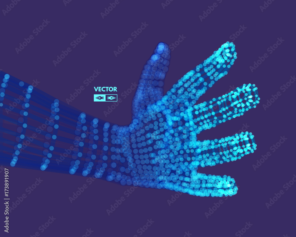 Human Arm. Hand Model. Connection structure. Future technology concept. 3D Vector illustration. Human Arm. Hand Model. Connection structure. Future technology concept. 3D Vector illustration.
