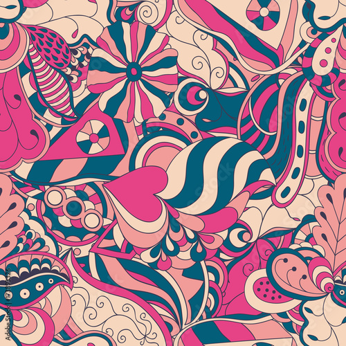 Seamless abstract hand-drawn waves pattern. Doodle style