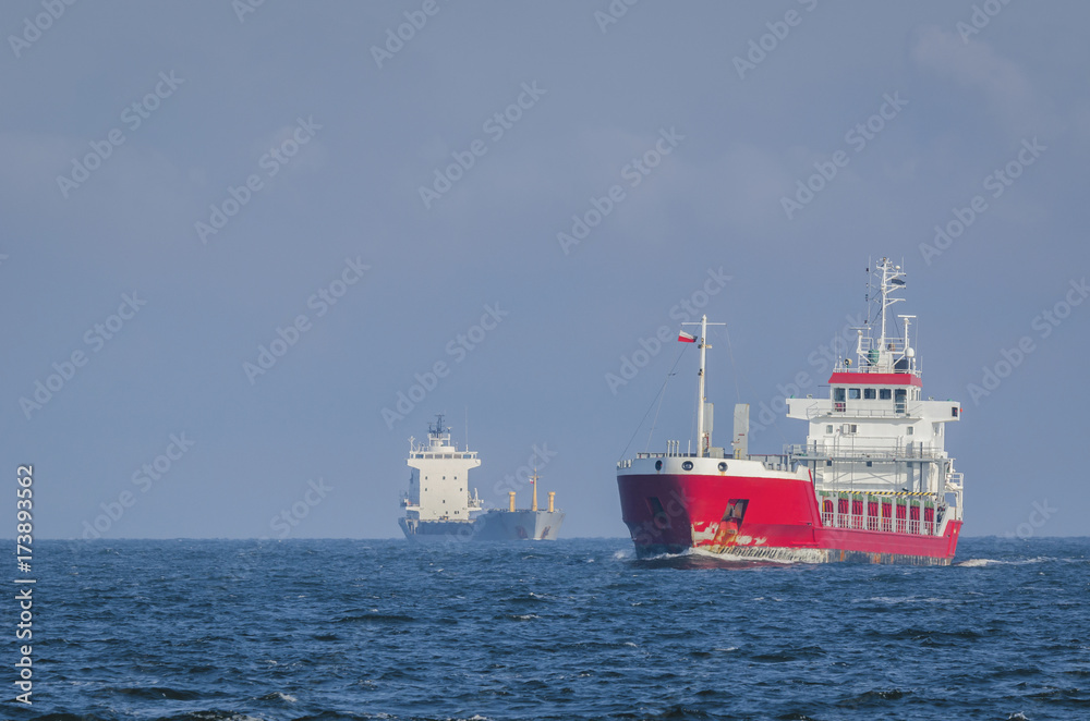 MERCHANT VESSEL - Two cargo ships at sea