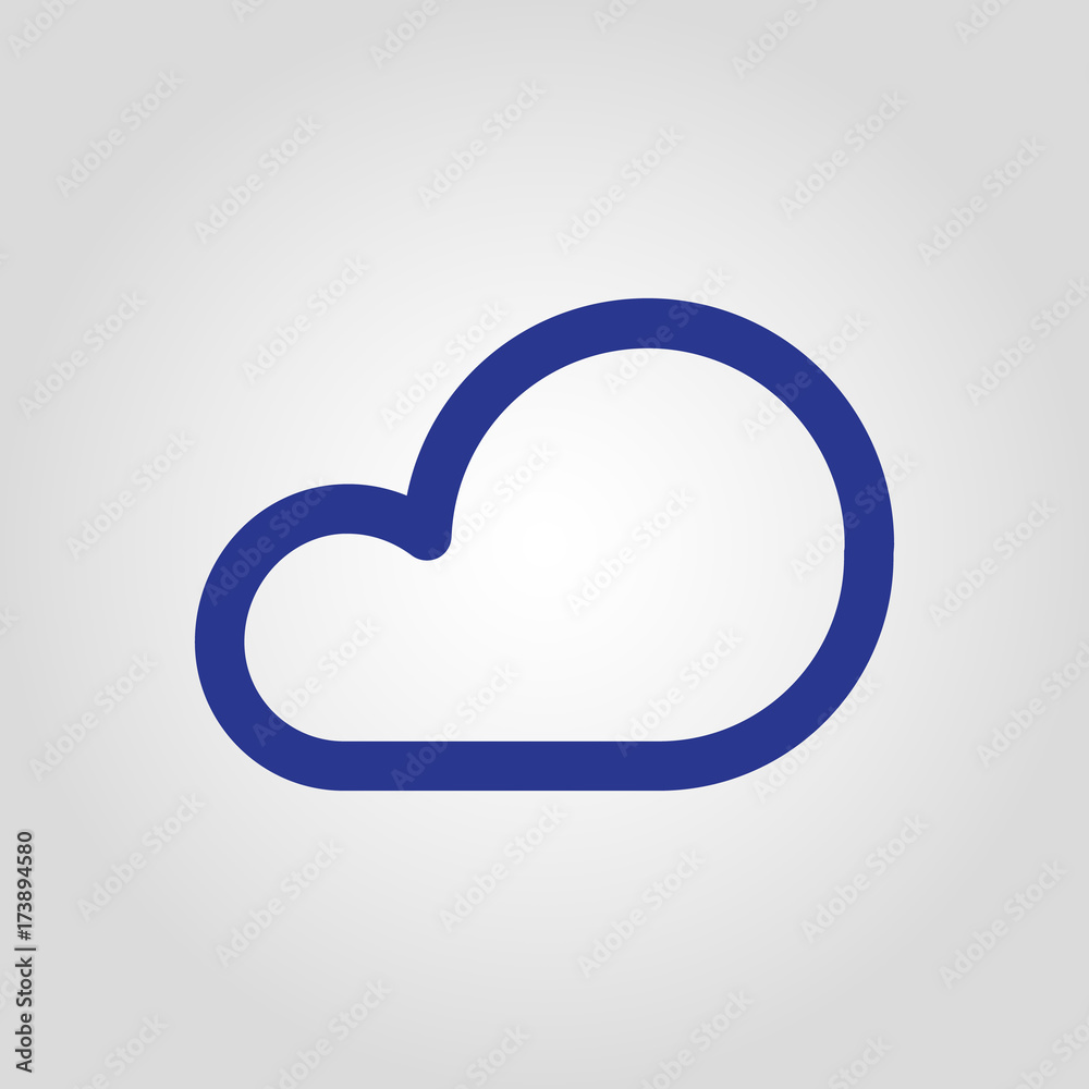 Cloud or digital cloud flat isolated vector icon Cloud or digital cloud flat isolated vector icon