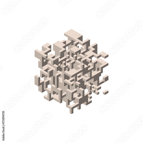 Abstract 3d construction in form of cube. Vector illustration. Isometric.