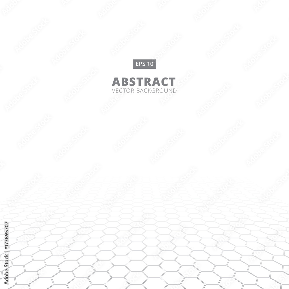 Perspective grid pixel hexagonal texture black and white. Vector illustration