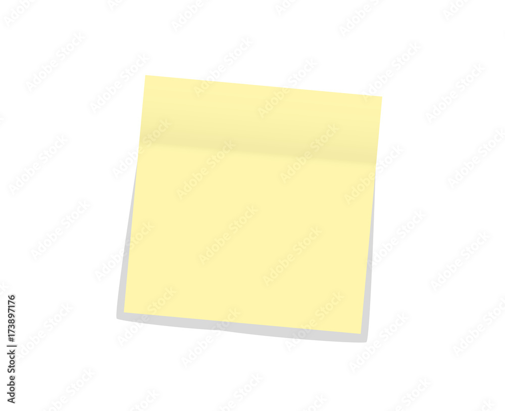 Yellow office paper sticker with shadow isolated on white. Vector illustration Yellow office paper sticker with shadow isolated on white. Vector illustration