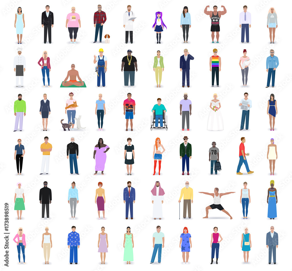 Different people, modern clothes, vector illustration