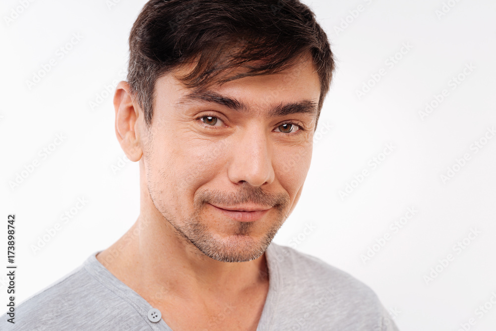 Handsome bristled man posing on white background Handsome bristled man posing on white background