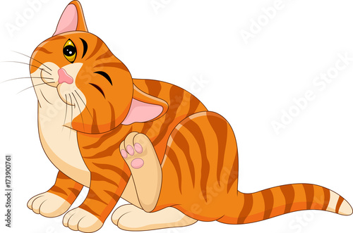 Cartoon itchy cat scratching 