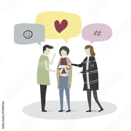 Illustration of social network vector set