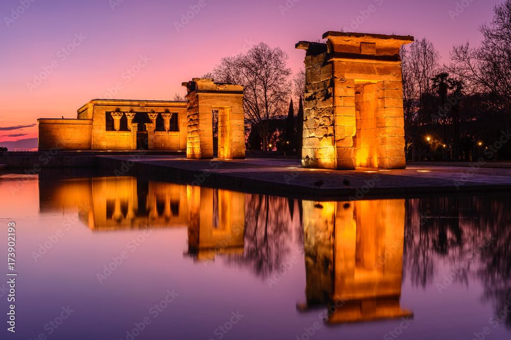 Temple of Debod at night, Madrid, Spain