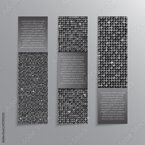 Silver Sequins Banners. Card, Brochure, Probe.