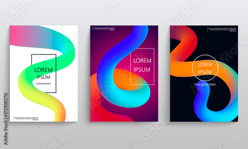 Set of cards with liqud colors. Futuristic abstract design. Usable for banners, covers, layout and posters. Vector. photo