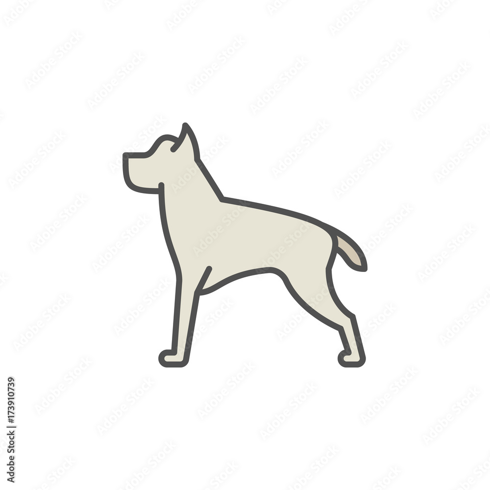 Colorful dog line vector concept icon
