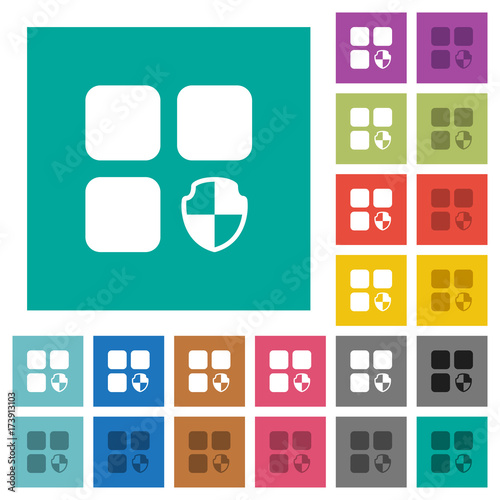 Protect component square flat multi colored icons