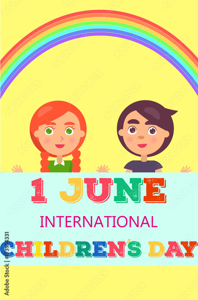 1 June International Day Poster with Two Kids 1 June International Day Poster with Two Kids
