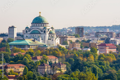 Belgrade, Serbia 23/09/2017: Panorama Temple of Saint Sava in Belgrade