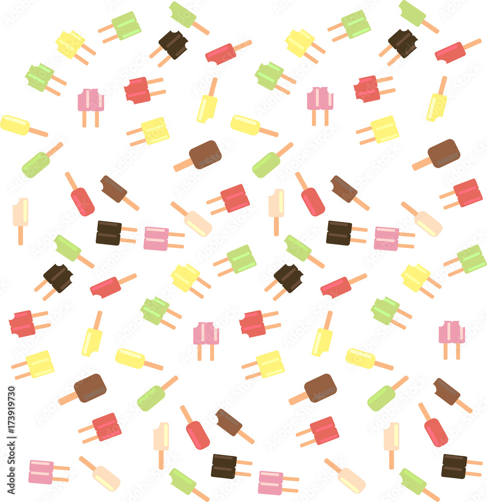 popcicle ice cream scatter on white background popcicle ice cream scatter on white background