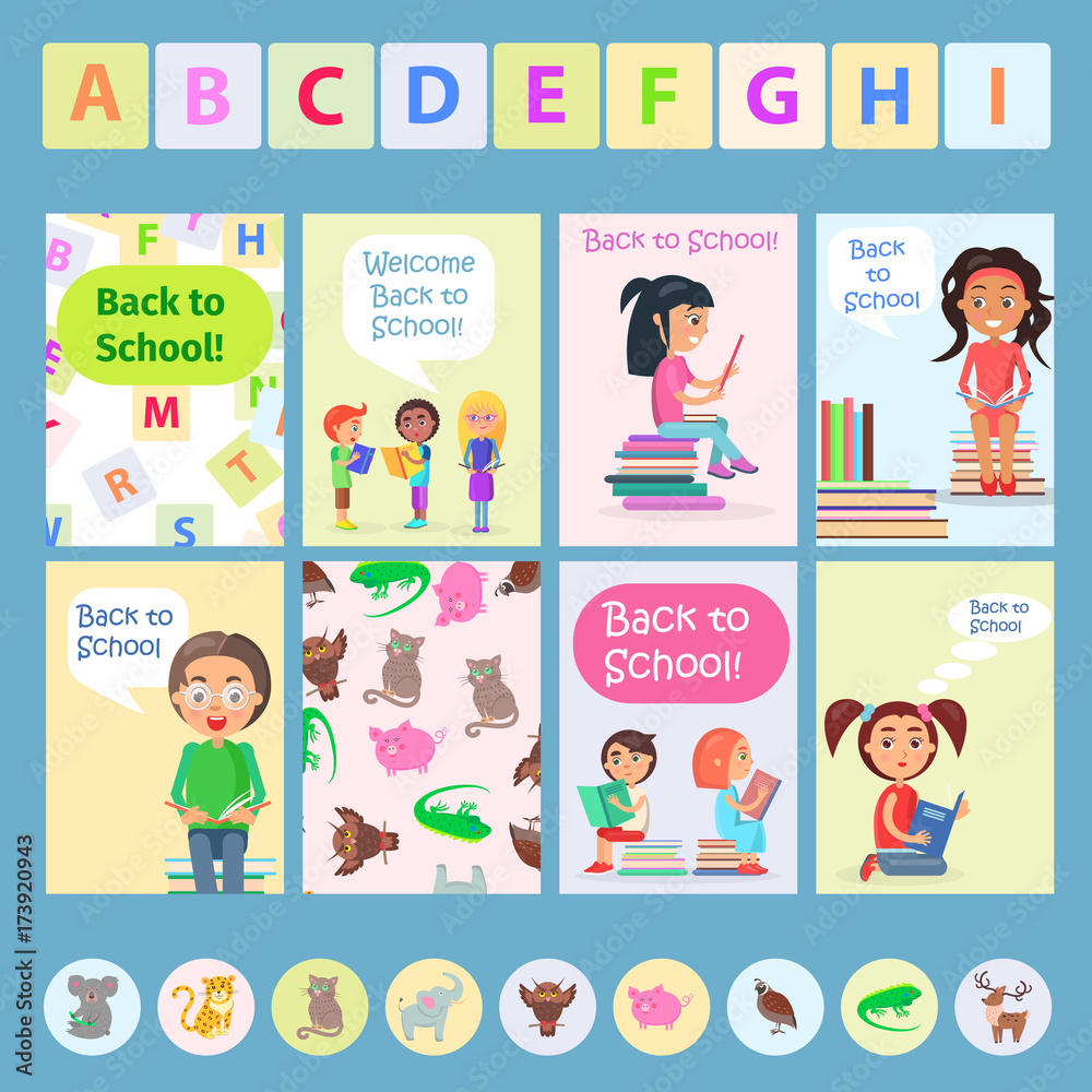 Welcome Back to School Card with Reading Kids