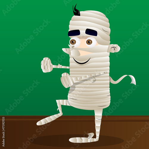 Happy smiling mummy mascot. Vector cartoon character illustration.