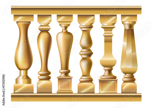 Fototapeta Set of classic gold balusters