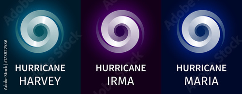 Graphic banner of hurricanes Harvey, Irma, Maria