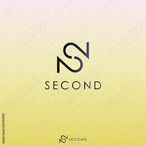 black letter S and double number 2 logo concept with shine gold background. Initial letter and number   logo. Template logo for brand, fashion, premium product or services.