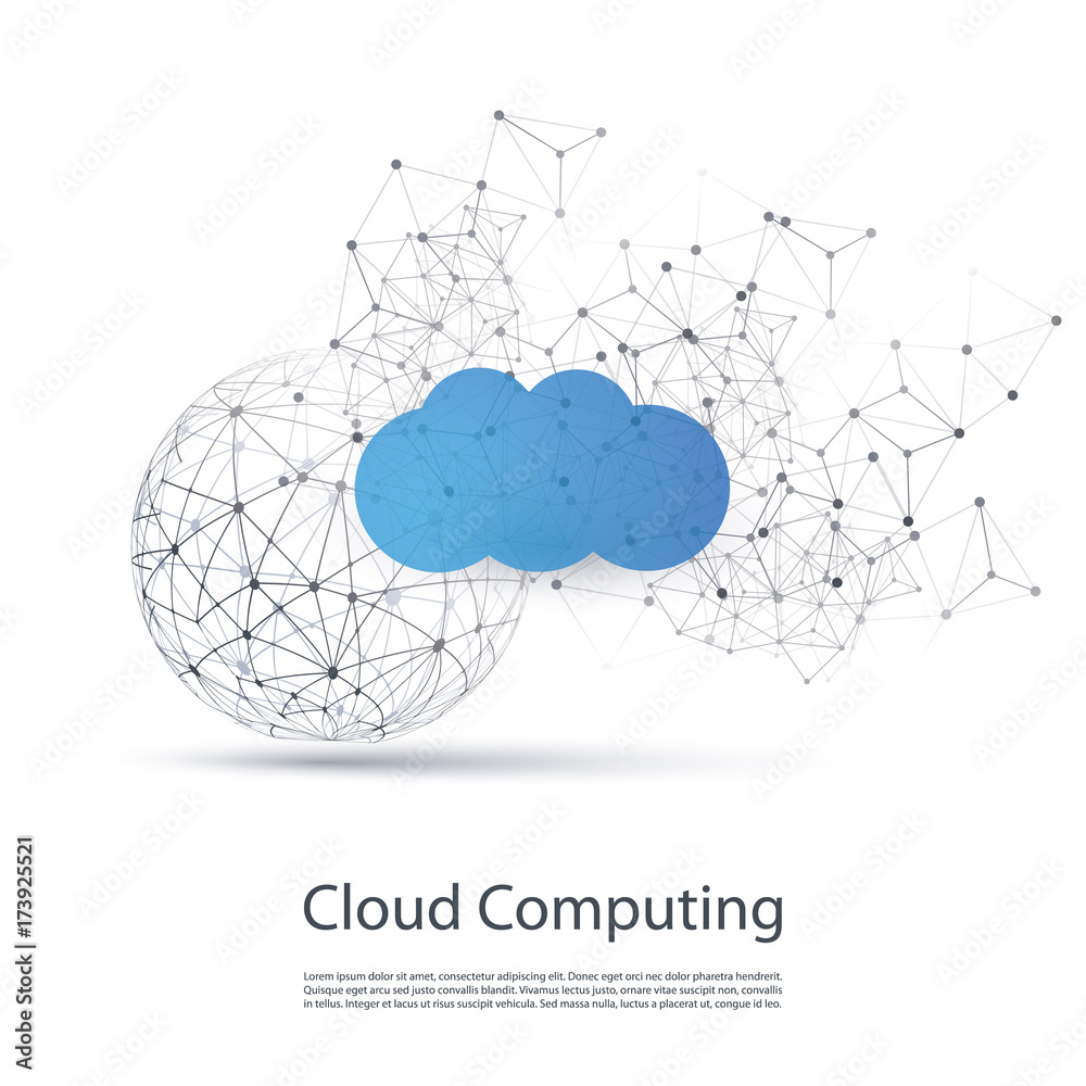 Fototapeta premium Cloud Computing Design Concept - Digital Network Connections, Technology Background