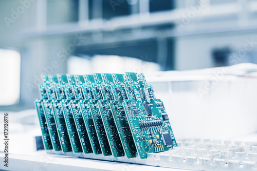 Obraz na płótnie Computer boards. Computer techologies. Spare parts. Computer parts manufacturing plant. w salonie