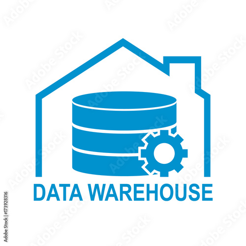 Data warehouse icon logo design. Vector illustration technology solution tend concept design.