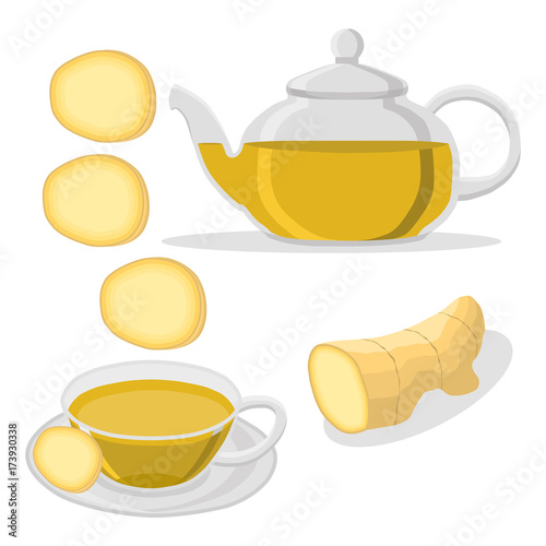 Abstract vector illustration logo for home tea cup in teapot