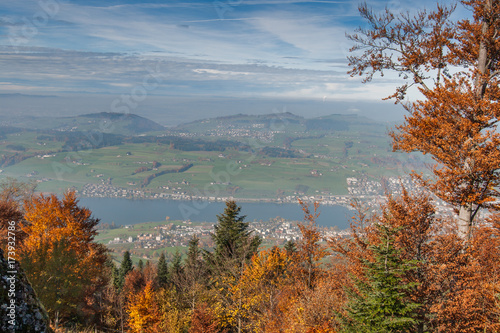 Amaing Autumn Landscape near mount Rigi and lake Luzerne  Alps  Switzerland