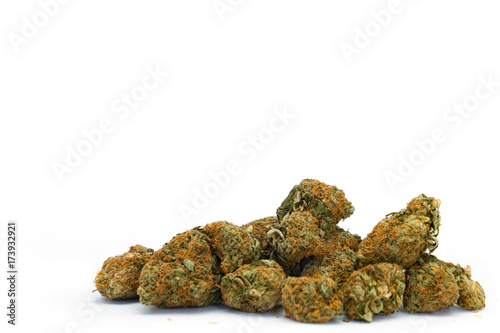Foto Marijuana buds isolated on a white background.