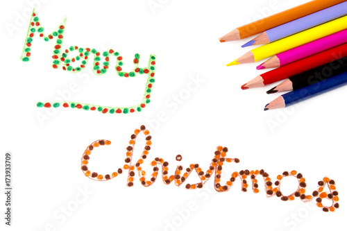 handwriting colorful pencil merry christmas and colorful pencil