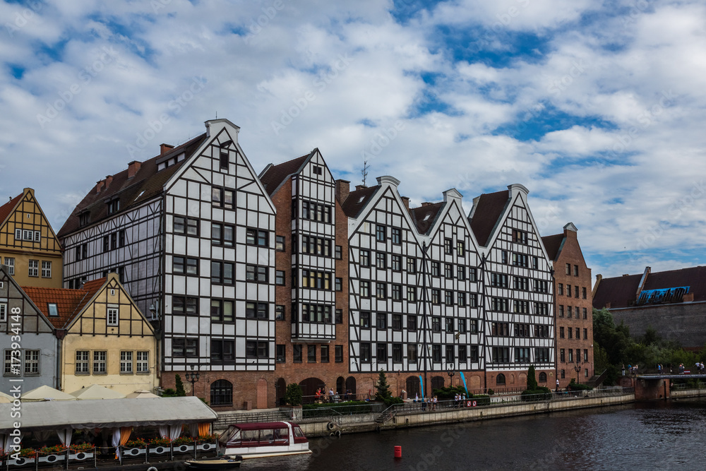 Naklejka premium Old town and Motlawa river in Gdansk, Pomorze, Poland