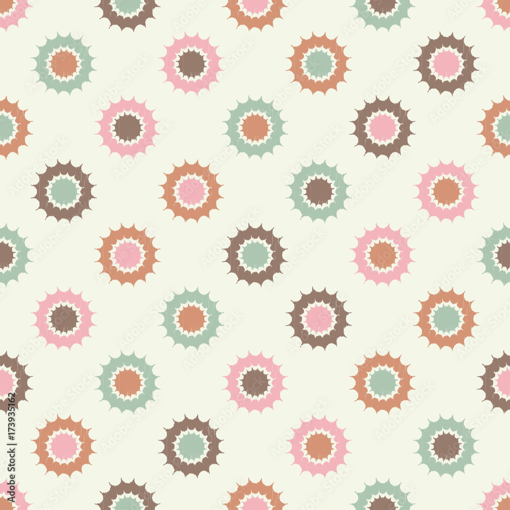 Ethnic boho seamless pattern. Decorative sun. Scribble texture. Retro motif. Textile rapport.